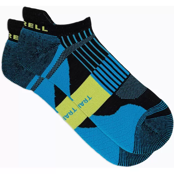 imageMerrell Mens and Womens Trail Running Cushioned Socks1 Pair PackUnisex AntiSlip Heel ampamp Arch CompressionLow Cut Tab  Blue