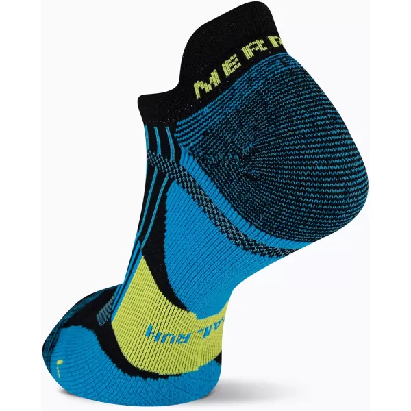 imageMerrell Mens and Womens Trail Running Cushioned Socks1 Pair PackUnisex AntiSlip Heel ampamp Arch CompressionLow Cut Tab  Blue
