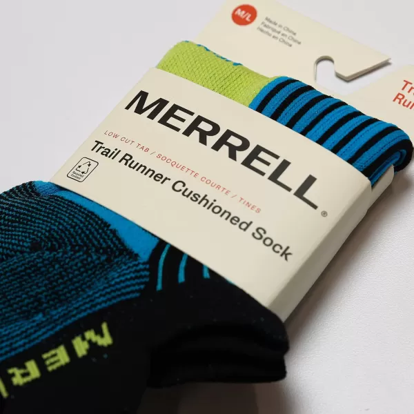 imageMerrell Mens and Womens Trail Running Cushioned Socks1 Pair PackUnisex AntiSlip Heel ampamp Arch CompressionLow Cut Tab  Blue