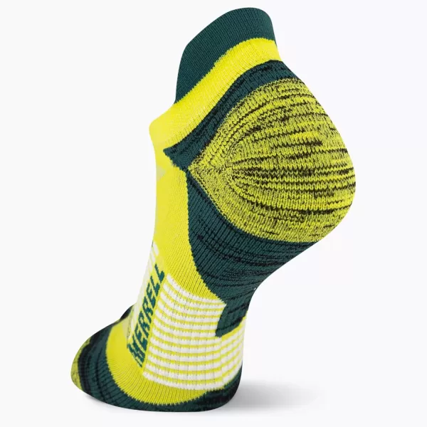 imageMerrell Mens and Womens Trail Running Cushioned Socks1 Pair PackUnisex AntiSlip Heel ampamp Arch CompressionLow Cut Tab  Bright Yellow