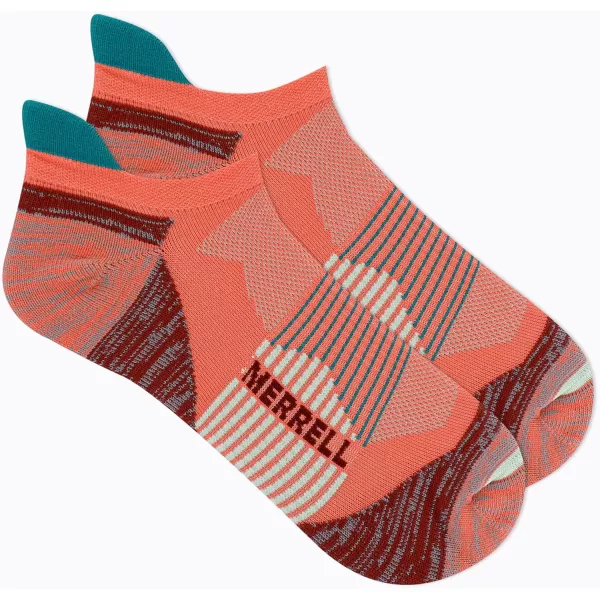 imageMerrell Mens and Womens Trail Running Cushioned Socks1 Pair PackUnisex AntiSlip Heel ampamp Arch CompressionLow Cut Tab  Coral