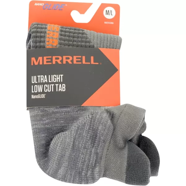 imageMerrell Mens and Womens Trail Running Cushioned Socks1 Pair PackUnisex AntiSlip Heel ampamp Arch CompressionLow Cut Tab  Gray