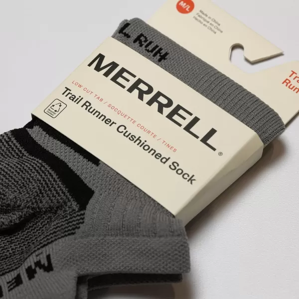 imageMerrell Mens and Womens Trail Running Cushioned Socks1 Pair PackUnisex AntiSlip Heel ampamp Arch CompressionLow Cut Tab  GrayBlack