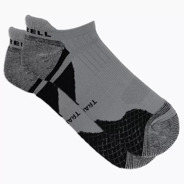 imageMerrell Mens and Womens Trail Running Cushioned Socks1 Pair PackUnisex AntiSlip Heel ampamp Arch CompressionLow Cut Tab  GrayBlack