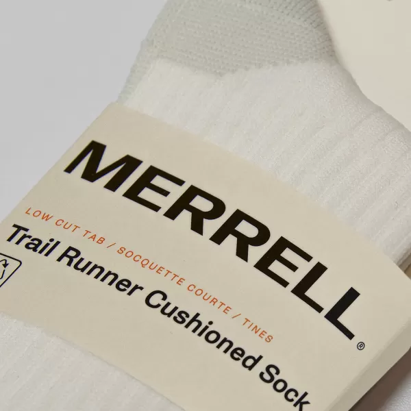 imageMerrell Mens and Womens Trail Running Cushioned Socks1 Pair PackUnisex AntiSlip Heel ampamp Arch CompressionLow Cut Tab  White
