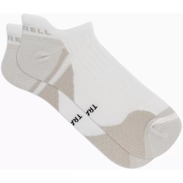 imageMerrell Mens and Womens Trail Running Cushioned Socks1 Pair PackUnisex AntiSlip Heel ampamp Arch CompressionLow Cut Tab  White