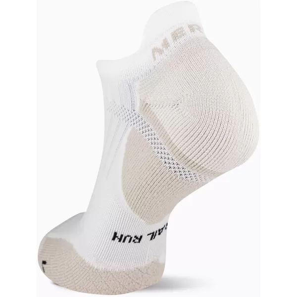 imageMerrell Mens and Womens Trail Running Cushioned Socks1 Pair PackUnisex AntiSlip Heel ampamp Arch CompressionLow Cut Tab  White