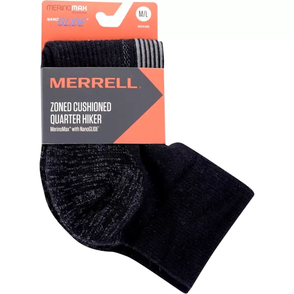 imageMerrell Mens and Womens Zoned Cushioned Wool Hiking Ankle SocksBreathable Arch SupportBlack