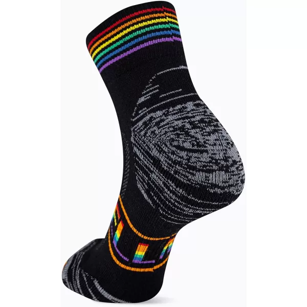 imageMerrell Mens and Womens Zoned Cushioned Wool Hiking Ankle SocksBreathable Arch SupportBlack Rainbow