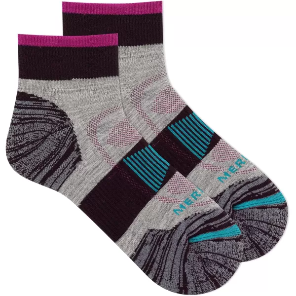 imageMerrell Mens and Womens Zoned Cushioned Wool Hiking Ankle SocksBreathable Arch SupportBurgundy