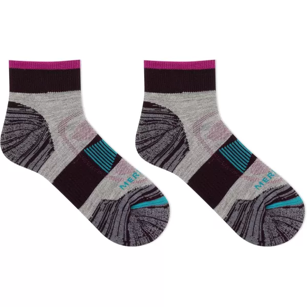 imageMerrell Mens and Womens Zoned Cushioned Wool Hiking Ankle SocksBreathable Arch SupportBurgundy