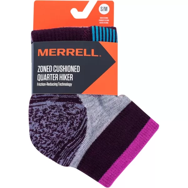 imageMerrell Mens and Womens Zoned Cushioned Wool Hiking Ankle SocksBreathable Arch SupportBurgundy