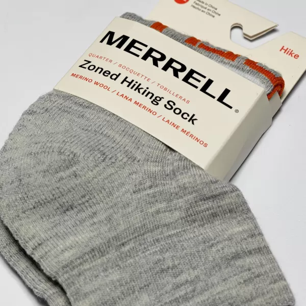 imageMerrell Mens and Womens Zoned Cushioned Wool Hiking Ankle SocksBreathable Arch SupportGray