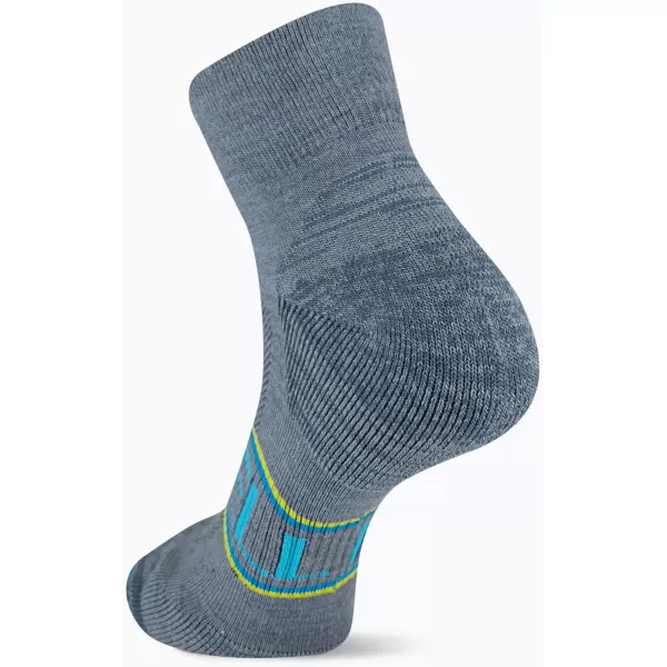 imageMerrell Mens and Womens Zoned Cushioned Wool Hiking Ankle SocksBreathable Arch SupportGrayBlue