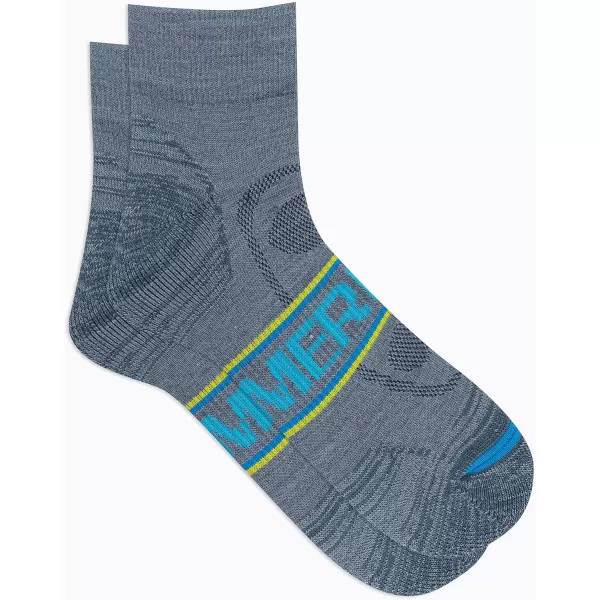 imageMerrell Mens and Womens Zoned Cushioned Wool Hiking Ankle SocksBreathable Arch SupportGrayBlue