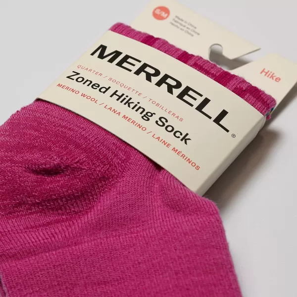 imageMerrell Mens and Womens Zoned Cushioned Wool Hiking Ankle SocksBreathable Arch SupportPink