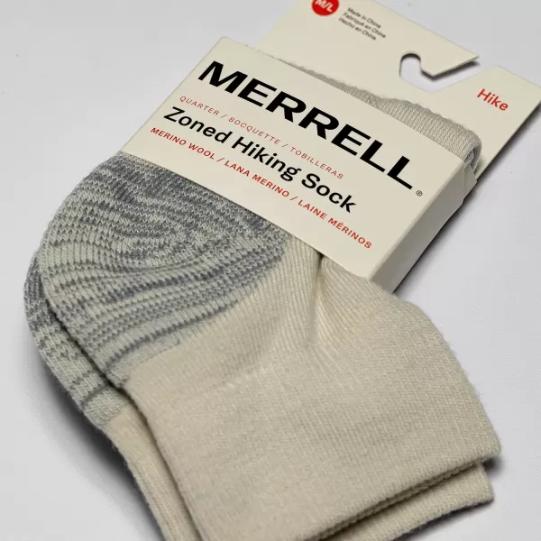 imageMerrell Mens and Womens Zoned Cushioned Wool Hiking Ankle SocksBreathable Arch SupportWhisper White