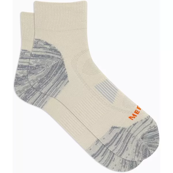 imageMerrell Mens and Womens Zoned Cushioned Wool Hiking Ankle SocksBreathable Arch SupportWhisper White
