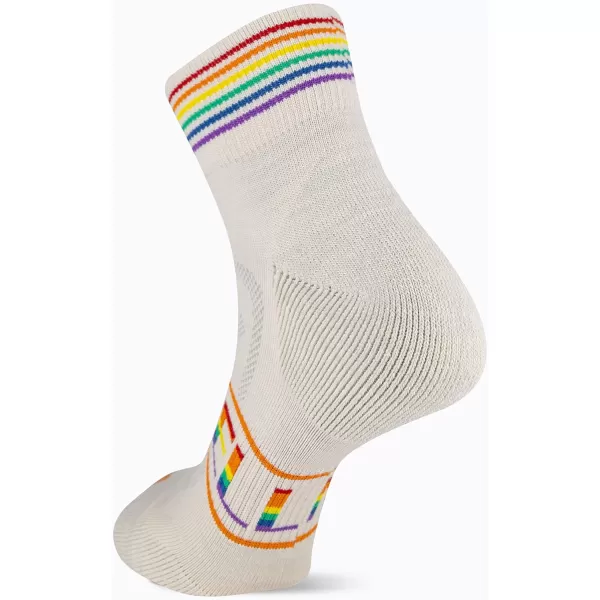 imageMerrell Mens and Womens Zoned Cushioned Wool Hiking Ankle SocksBreathable Arch SupportWhite Rainbow