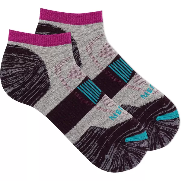 imageMerrell Mens and Womens Zoned Cushioned Wool Hiking Low Cut Socks1 Pair PackBreathable Arch SupportBurgundy