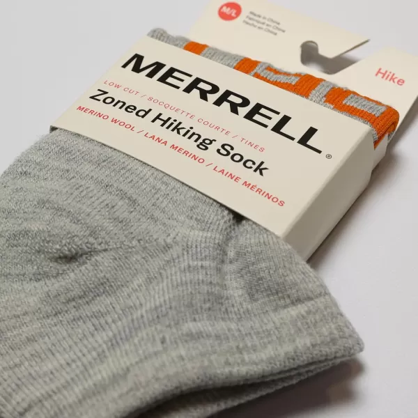 imageMerrell Mens and Womens Zoned Cushioned Wool Hiking Low Cut Socks1 Pair PackBreathable Arch SupportGray