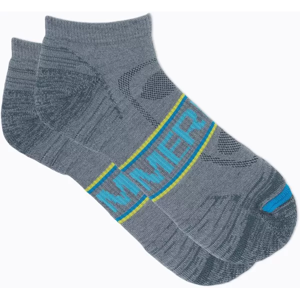 imageMerrell Mens and Womens Zoned Cushioned Wool Hiking Low Cut Socks1 Pair PackBreathable Arch SupportGrayBlue