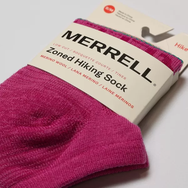 imageMerrell Mens and Womens Zoned Cushioned Wool Hiking Low Cut Socks1 Pair PackBreathable Arch SupportPink