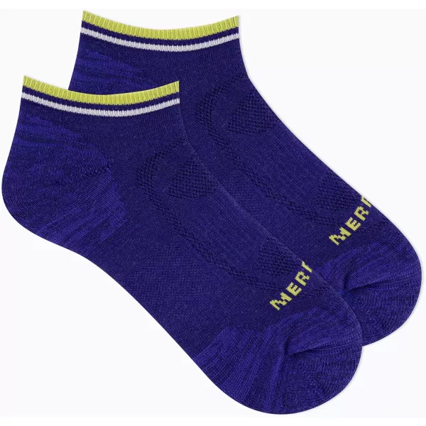 imageMerrell Mens and Womens Zoned Cushioned Wool Hiking Low Cut Socks1 Pair PackBreathable Arch SupportViolet