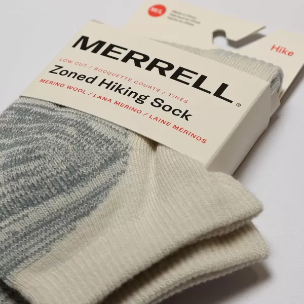 imageMerrell Mens and Womens Zoned Cushioned Wool Hiking Low Cut Socks1 Pair PackBreathable Arch SupportWhisper White