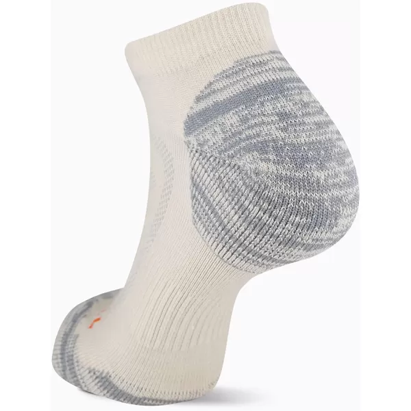 imageMerrell Mens and Womens Zoned Cushioned Wool Hiking Low Cut Socks1 Pair PackBreathable Arch SupportWhisper White