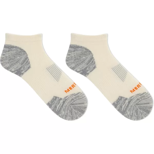 imageMerrell Mens and Womens Zoned Cushioned Wool Hiking Low Cut Socks1 Pair PackBreathable Arch SupportWhisper White