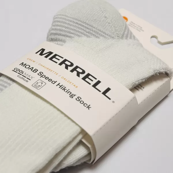 imageMerrell Unisex Adult Mens and Womens Moab Speed Lightweight Hiking Socks  Sustainable Coolmax EcomadeCrew  White