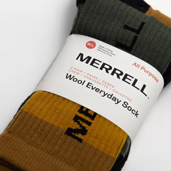 imageMerrell Unisex Adult Wool Everyday Hiking Socks  3 Pairs Crew  Cushioned Moisture WickingCrew  Black Mosaic