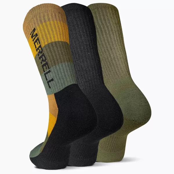 imageMerrell Unisex Adult Wool Everyday Hiking Socks  3 Pairs Crew  Cushioned Moisture WickingCrew  Black Mosaic