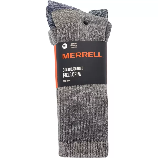 imageMerrell Unisex Adult Wool Everyday Hiking Socks  3 Pairs Crew  Cushioned Moisture WickingCrew  Charcoal Heather