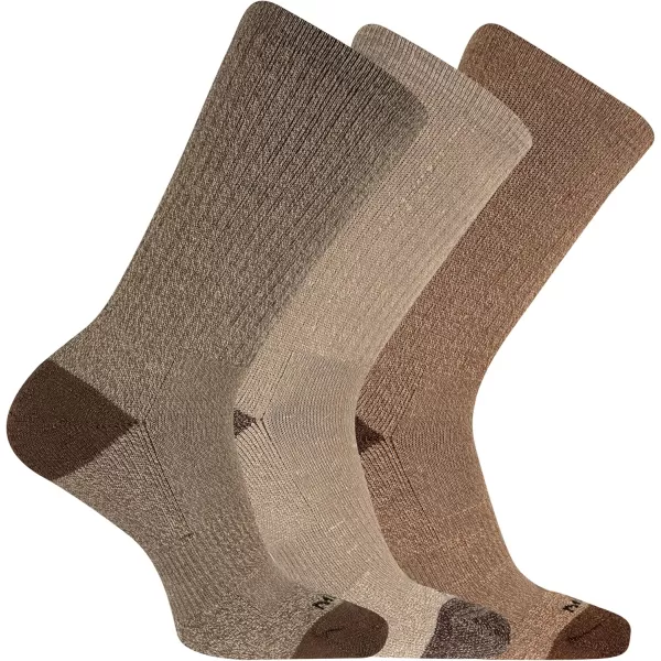 imageMerrell Unisex Adult Wool Everyday Hiking Socks  3 Pairs Crew  Cushioned Moisture WickingCrew  Olive Assorted