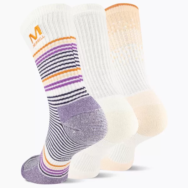 imageMerrell Unisex Adult Wool Everyday Hiking Socks  3 Pairs Crew  Cushioned Moisture WickingCrew  White