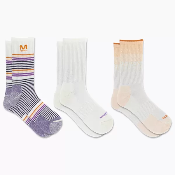 imageMerrell Unisex Adult Wool Everyday Hiking Socks  3 Pairs Crew  Cushioned Moisture WickingCrew  White