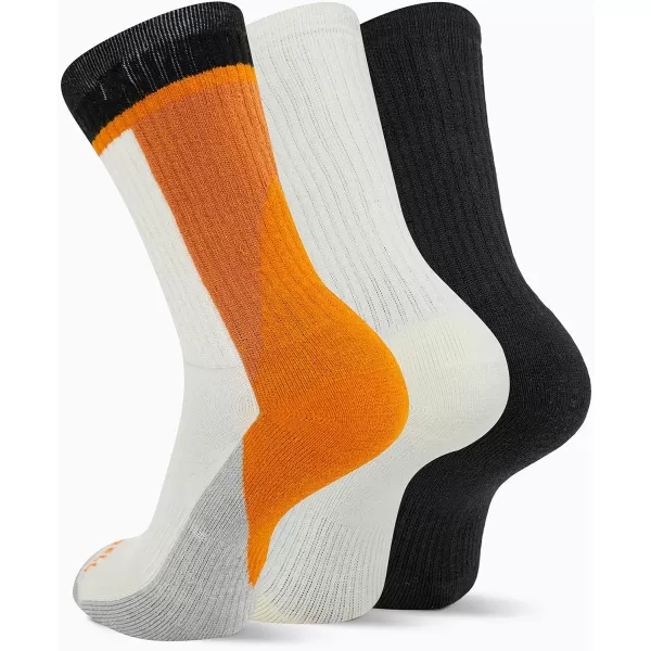 imageMerrell Unisex Adult Wool Everyday Hiking Socks  3 Pairs Crew  Cushioned Moisture WickingCrew  White Assorted