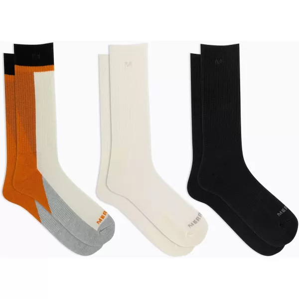 imageMerrell Unisex Adult Wool Everyday Hiking Socks  3 Pairs Crew  Cushioned Moisture WickingCrew  White Assorted