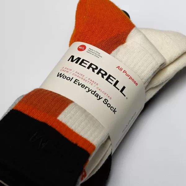 imageMerrell Unisex Adult Wool Everyday Hiking Socks  3 Pairs Crew  Cushioned Moisture WickingCrew  White Assorted