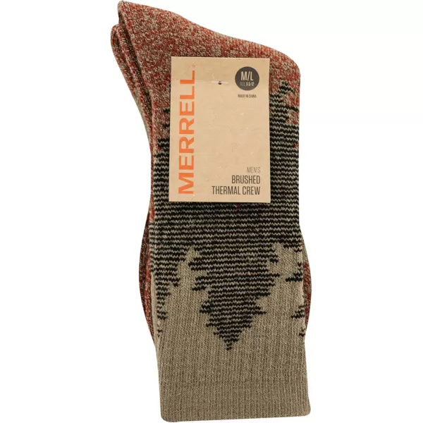imageMerrell unisexadult Brushed Cushion Thermal Crew Socks Cushioned Soft Inner LayerRed Trees