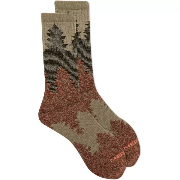 imageMerrell unisexadult Brushed Cushion Thermal Crew Socks Cushioned Soft Inner LayerRed Trees