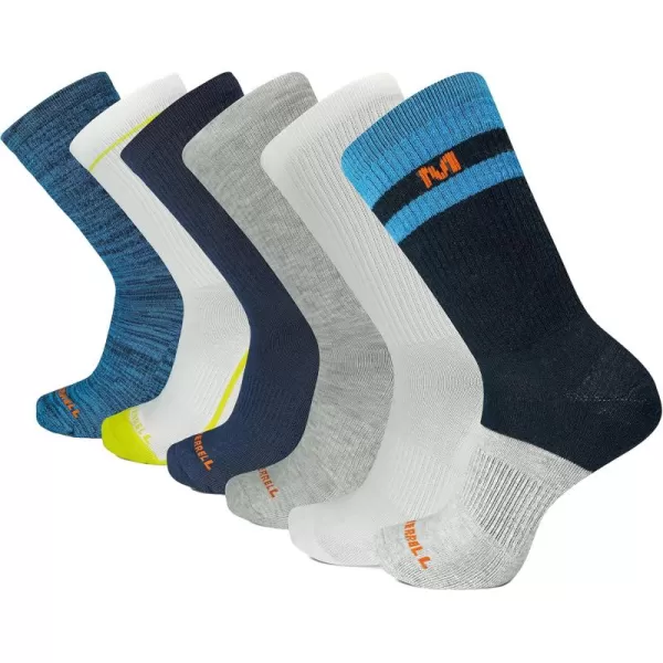 imageMerrel Mens and Womens Recycled Cushioned Socks  6 ampamp 12 Pairs  Hiking Arch SupportCrew  Blue Assorted 6 Pairs