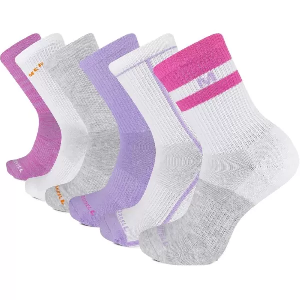 imageMerrel Mens and Womens Recycled Cushioned Socks  6 ampamp 12 Pairs  Hiking Arch SupportCrew  Pink Assorted 6 Pairs