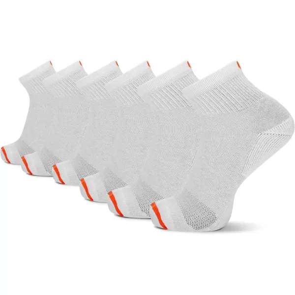 imageMerrell Mens and Womens Cushioned Cotton Socks3 Pair PackUnisex Breathable Mesh Comfort ZonesAnkle  White 6 Pairs