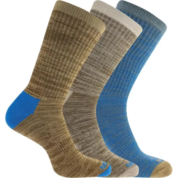 imageMerrell Mens and Womens Cushioned Cotton Socks3 Pair PackUnisex Breathable Mesh Comfort ZonesBlue Assorted