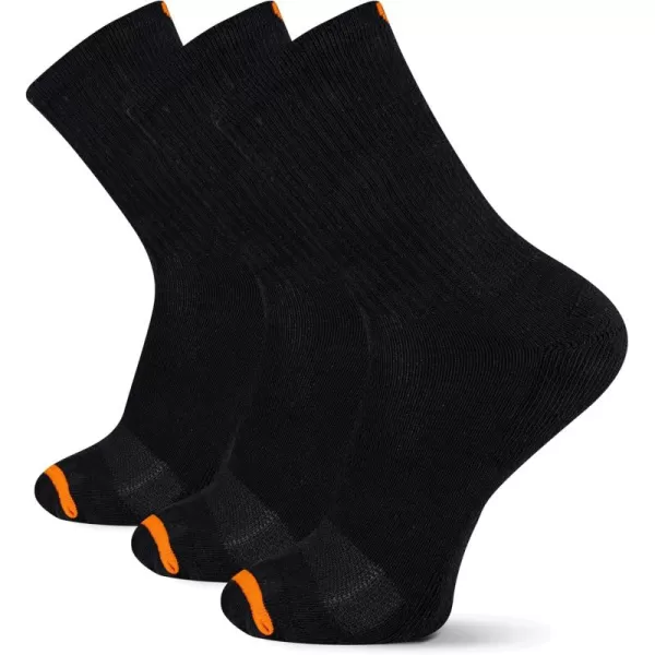imageMerrell Mens and Womens Cushioned Cotton Socks3 Pair PackUnisex Breathable Mesh Comfort ZonesCrew  Black
