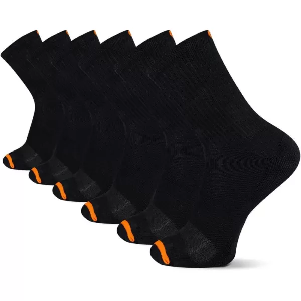 imageMerrell Mens and Womens Cushioned Cotton Socks3 Pair PackUnisex Breathable Mesh Comfort ZonesCrew  Black 6 Pairs