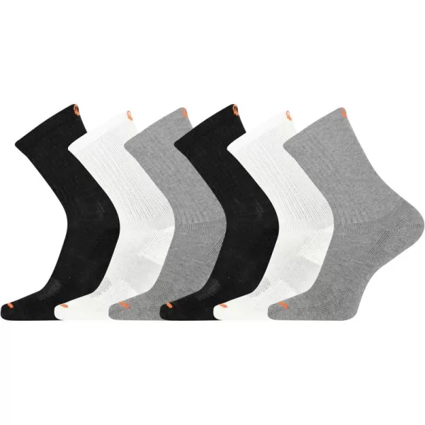 imageMerrell Mens and Womens Cushioned Cotton Socks3 Pair PackUnisex Breathable Mesh Comfort ZonesCrew  Black Assorted 6 Pairs